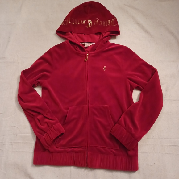 Juicy Couture Other - Juicy Couture Kids Velvet Red Hoodie with Gold Accents
